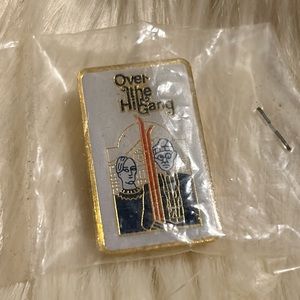 Vintage Meanswell Ind. Co. Ltd. Lapel Pin Over the Hill Gang Ski Gold Tone